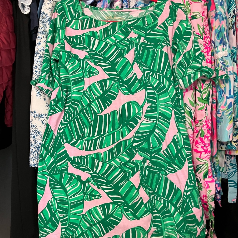 Girls EUC Lilly Pulitzer Green Leaf Print Dress 2 sizes available S & M